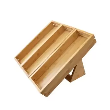 Rosseto SB113 Rosseto Natura Bamboo 3 Medium Trays & Stand Set (4 p...