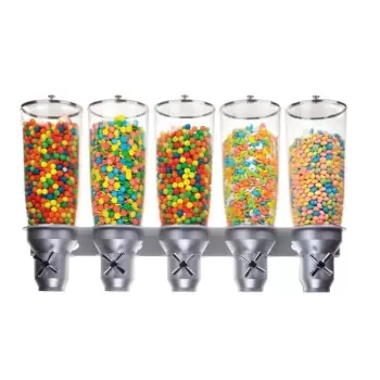 Cal-Mil Turn N Serve Platinum Wall Mount 5 Liter - 5 Canister Cereal Dispenser