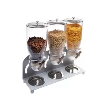 Cal-Mil Turn N Serve Platinum 3.5 Liter Triple Canister Cereal Dispenser