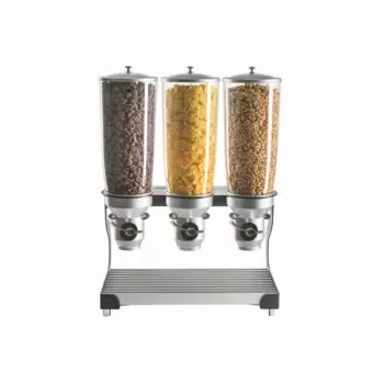 Cal-Mil Black Free Flow 5 Liter Triple Canister Cereal Dispenser