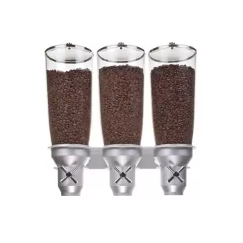 Cal-Mil Turn N Serve Platinum Wall Mount 5 Liter Triple Canister Cereal Dispenser