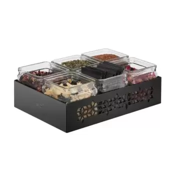 Rosseto SM315 Rosseto Mosaic Black Matte Jar Holder with 6 Glass Ja...