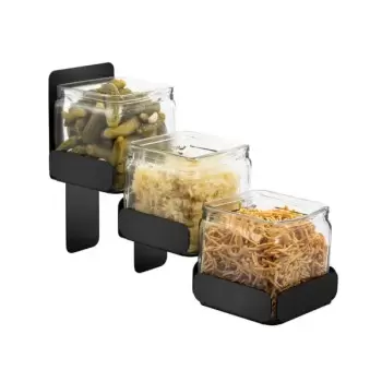 Rosseto SM329 Rosseto 3 Level Black Matte Condiment Station with 3 ...