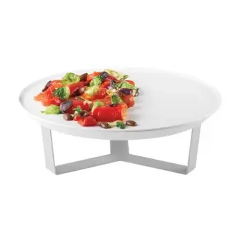 Rosseto SM276 Rosseto Forme’ Melamine Round White Tray with Three L...
