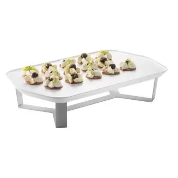 Rosseto SM271 Rosseto Forme’ Melamine Rectangle White Tray with Fou...