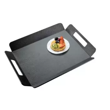 Cal-Mil Classic 22 1/2" x 17" Black Room Service Tray With Raised Edges