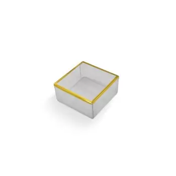Elegant Gold Trim Classic Clear Transparent Chocolate Truffles Boxes 3" x 3" x 1 3/8" - Pack of 230 pcs
