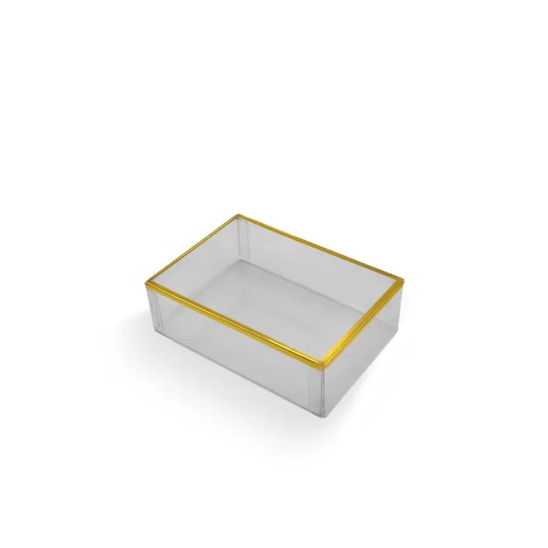 Elegant Gold Trim Classic Clear Transparent Chocolate Truffles Boxes 4 1/2" x 3" x 1 3/8" - Pack of 161 pcs