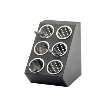 Cal-Mil Classic Black 6 - Cylinder Vertical Flatware / Condiment Display