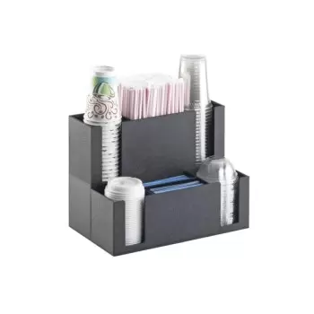 Cal-Mil Classic Cup and Lid Organizer With Straw and Stir Stick Holder