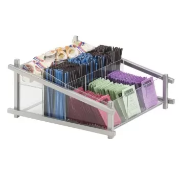 Cal-Mil One By One Silver Condiment Organizer - 13" x 14" x 6 1/2"