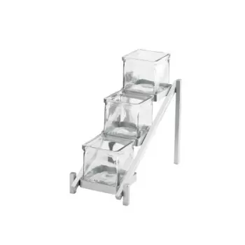 Cal-Mil One By One Three Tier Silver Jar Display - 6 1/4" x 13 1/4" x 11 1/2"