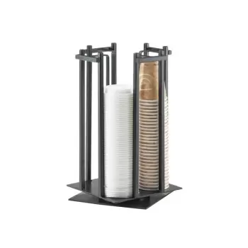 Cal-Mil One By One Black 4-Section Revolving Cup and Lid Organizer