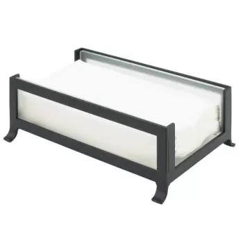 Cal-Mil Soho Black Napkin Holder With Frosted Glass Sides - 9 1/2" x 6 1/4" x 3 1/2"