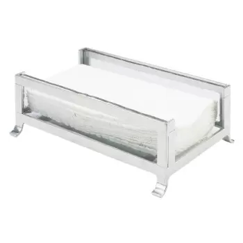 Cal-Mil Soho Silver Napkin Holder With Frosted Glass Sides - 9 1/2" x 6 1/4" x 3 1/2"