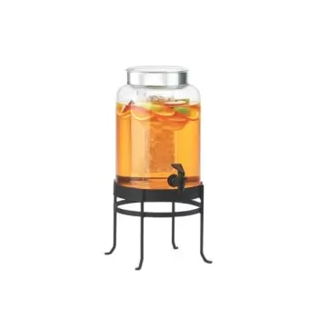 Cal-Mil Soho 2 Gallon Black Glass Beverage Dispenser With Ice Chamber