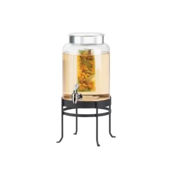 Cal-Mil Soho 2 Gallon Black Glass Beverage Dispenser With Infusion Chamber