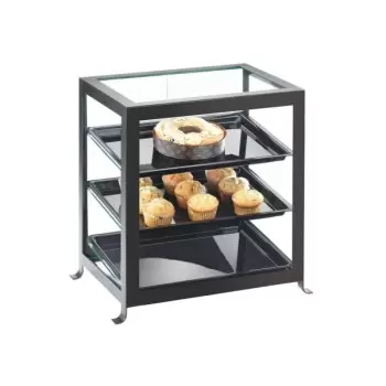 Cal-Mil Soho Three Tier Black Display Case With Rear Doors - 21 1/4" x 15 3/4" x 20 3/4"