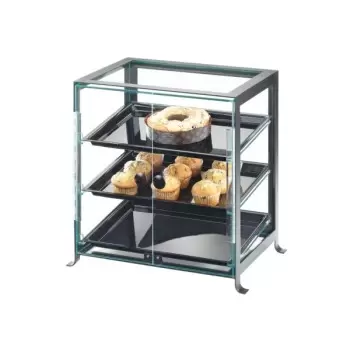 Cal-Mil Soho Three Tier Black Display Case With Rear Door - 17 1/4" x 12 3/4" x 20 3/4"
