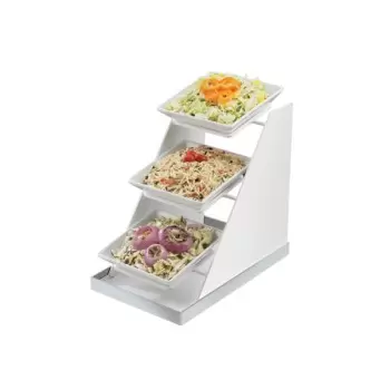 Cal-Mil Luxe 3 Bowl Stainless Steel Display - 10" x 16 1/4" x 17"