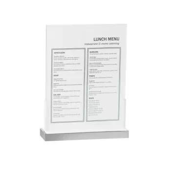 Cal-Mil Luxe Sign Holder With Stainless Steel Base - 9" x 2 5/8" x 12"