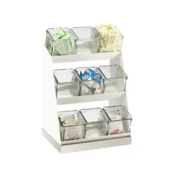 Cal-Mil Luxe Condiment Display With Glass Jars And Stainless Steel Base