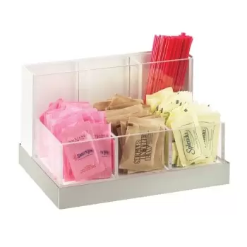 Cal-Mil Luxe Multi - Bin Condiment And Stir Stick Organizer With Stainless Steel Base