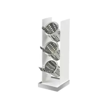 Cal-Mil Luxe White Metal 3 - Cylinder Vertical Flatware / Condiment Display