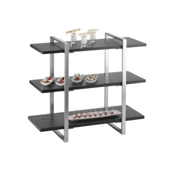 Cal-Mil Midnight Bamboo 3 - Shelf Metal Frame Riser Display With Silver Frame
