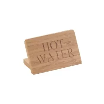 Cal-Mil 3" x 2" Bamboo "Hot Water" Beverage Sign