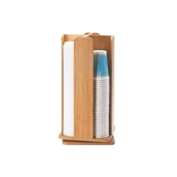 Cal-Mil Bamboo 4-Section Revolving Cup and Lid Organizer