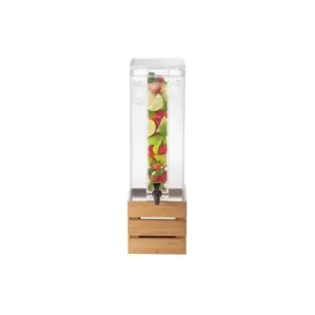 Cal-Mil Bamboo 3 Gallon Acrylic Crate Beverage Dispenser With Infusion Chamber - 8" x 8" x 25 1/2"