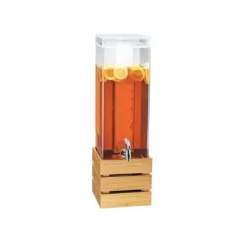 Cal-Mil Bamboo 3 Gallon Acrylic Crate Beverage Dispenser With Ice Chamber - 8" x 8" x 25 1/2"