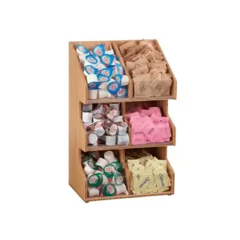 Cal-Mil Bamboo 3 Tier - 6 Bin Condiment Display With Clear Bin Face