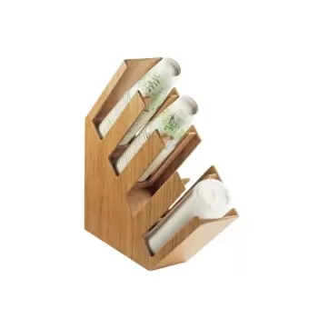 Cal-Mil Bamboo 4-Section Slanted Countertop Cup and Lid Organizer