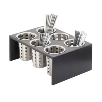 Cal-Mil Midnight Bamboo 6 - Cylinder Horizontal Flatware / Condiment Display