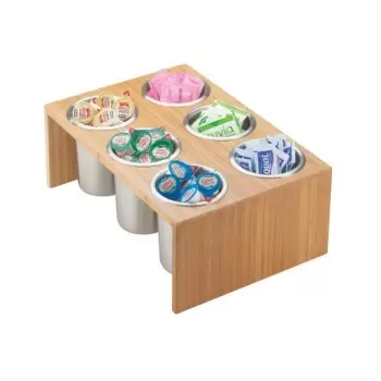 Cal-Mil Bamboo 6 - Cylinder Horizontal Flatware / Condiment Display