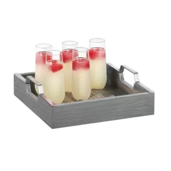Cal-Mil Ashwood Gray Oak Serving Tray - 12" x 12" x 3 1/2"