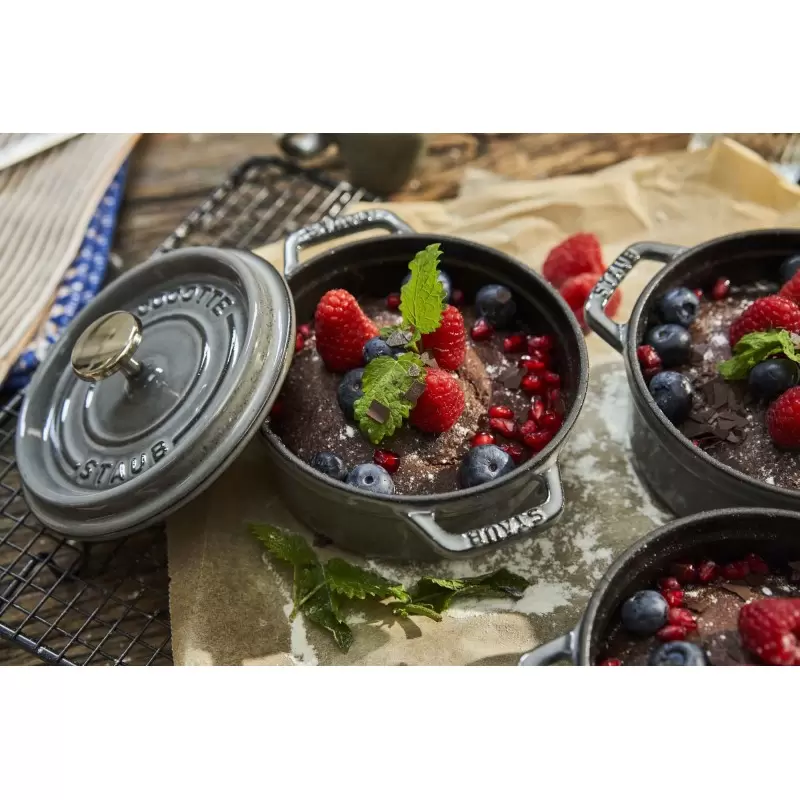STAUB 1101218 Staub 0.5-qt Round Dutch Oven - Graphite Grey