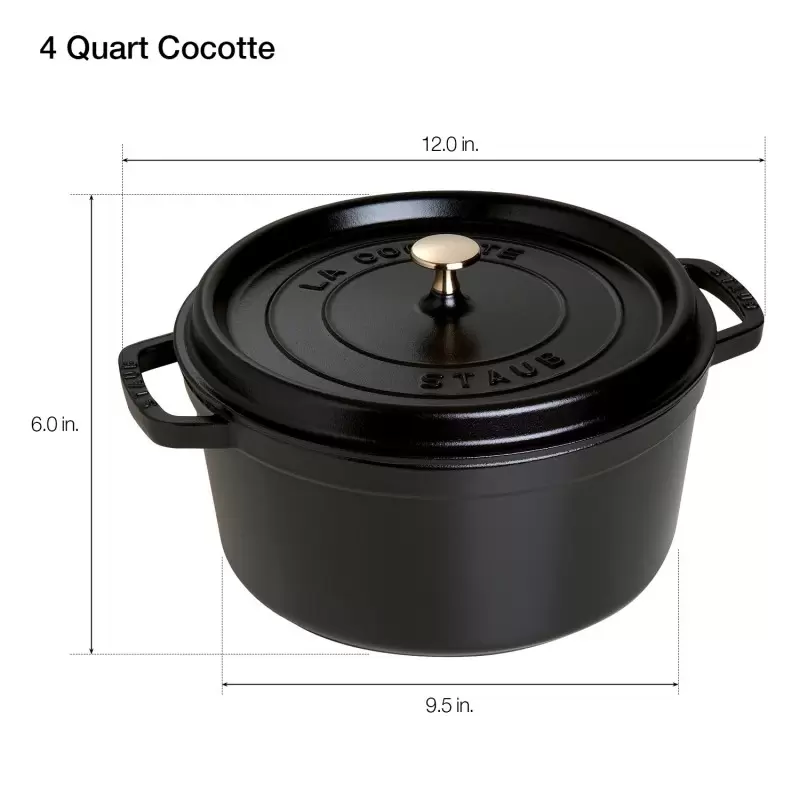 STAUB 1102425 Staub 4-qt Round Dutch Oven - Black