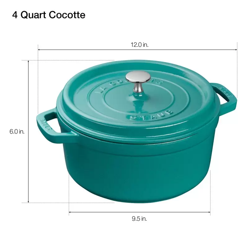 STAUB 11024105 Staub 4-qt Round Dutch Oven - Turquoise