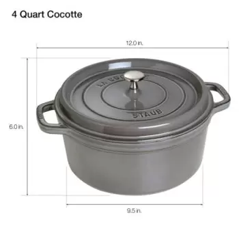 STAUB 1102418 Staub 4-qt Round Dutch Oven - Graphite Grey