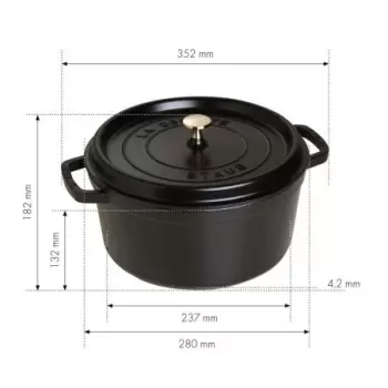 STAUB 1102825 Staub 7-qt Round Dutch Oven - Black