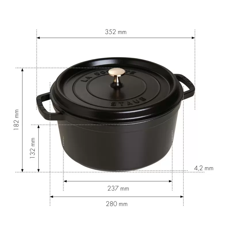 STAUB 1102825 Staub 7-qt Round Dutch Oven - Black