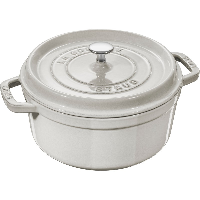 Staub - Cast Iron 7-qt Round Cocotte - White Truffle