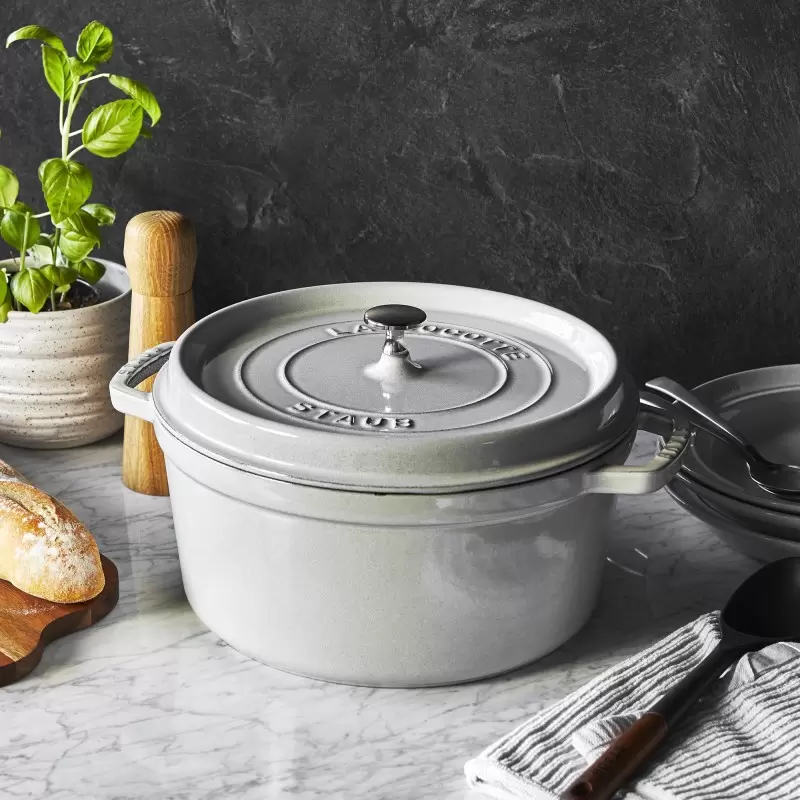 STAUB 11028107 Staub 7-qt Round Dutch Oven - White Truffle