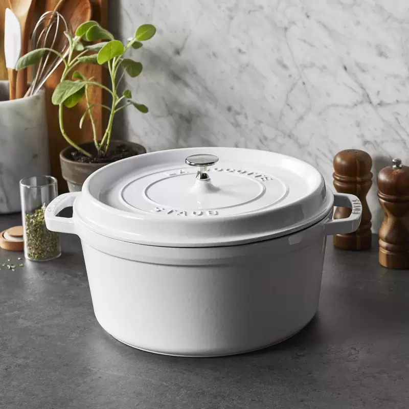 STAUB 1102802 Staub 7-qt Round Dutch Oven - White
