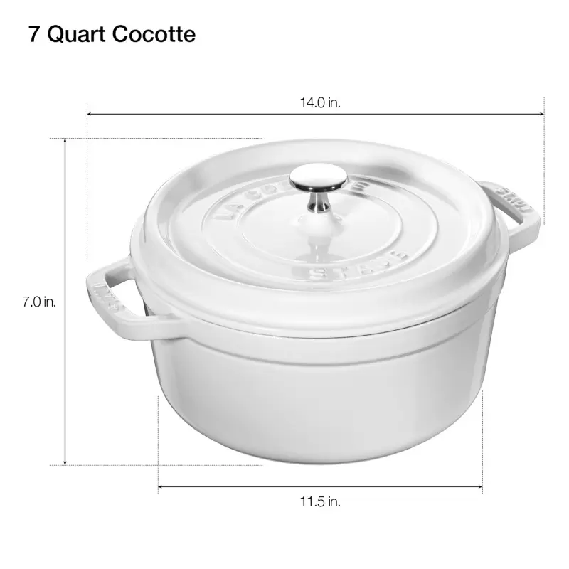 STAUB 1102802 Staub 7-qt Round Dutch Oven - White