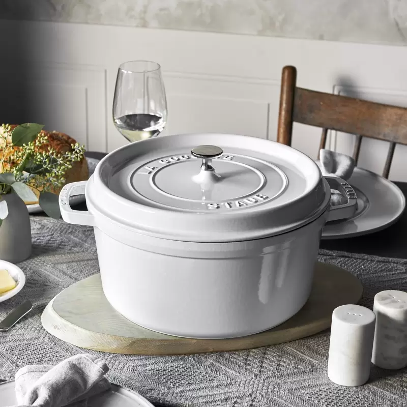 STAUB 1102802 Staub 7-qt Round Dutch Oven - White
