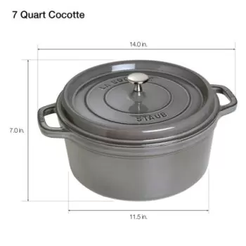STAUB 1102818 Staub 7-qt Round Dutch Oven - Graphite Grey